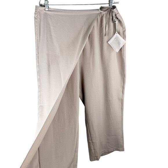 Wynne Layers Marla Wynne Pants Taupe XL Crepe Cropped New - Picture 2 of 13